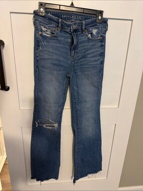 American Eagle Outfitters Blue Distressed Flare Jeans